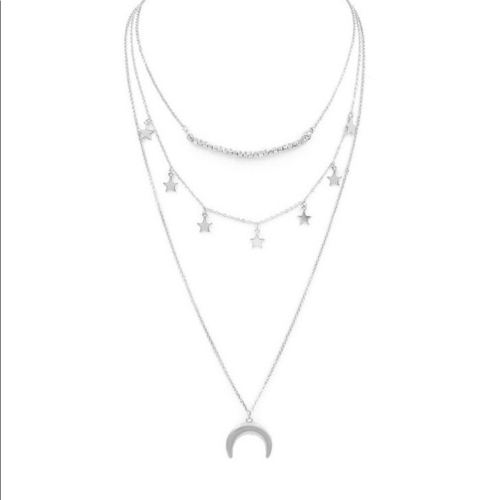 Triple layered Star & Crescent Necklace - Picture 2 of 2